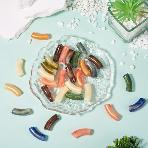 30 st Acryl gebogen kralen Twee Tone Twisted gebogen kralen acryl lange noedels kralen voor ketting armband sieraden maken