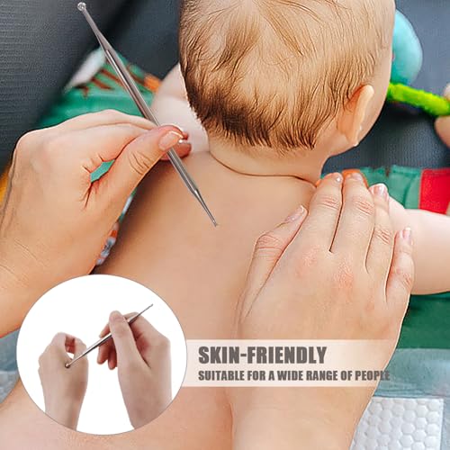 Dubbel hoofd gezicht Reflexology Tool, 13cm roestvrij staal Acupunctuur Naald Portable Body Point Probe Massage Tool Zelfmassage Acupressure Probe Diep weefsel Massage voor oor en 5