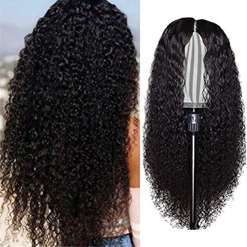 61 cm Women's Curly Real Hair Wig Black Lace Front Wig Swiss Lace Front Wig Real Hair Curly Black 5