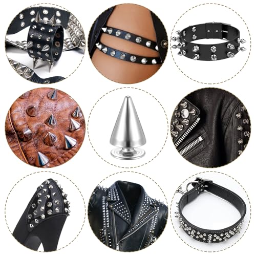 100 Sets 10MM Silver Spikes en Studs Metal Bullet Cone Spikes Schroef terug Lederen Craft Rivet Schroeven Punk Studs voor Kleding schoenen tassen Accessoires 5