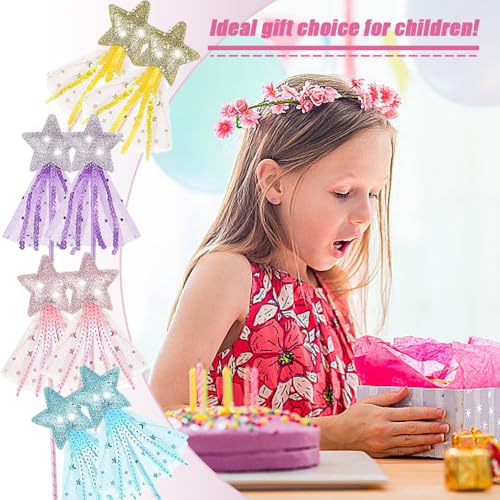 8 st Glitter Star Wand, Fairy Wands voor kinderen kostuum Props Toverstokken Sticks 35 cm Princess Angel Fairy Star Wand Cosplay Accessoires voor feest verjaardag 3