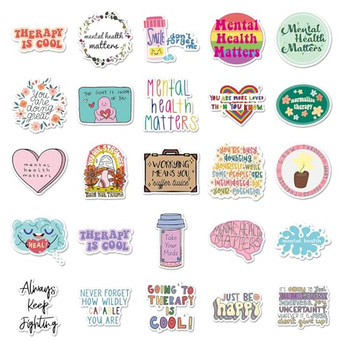 Geestelijke Gezondheid Stickers voor tieners en volwassenen, 100 stuks, Geestelijke Gezondheid, Waterdichte Vinyl Sticker Set, Auto, Motorfiets, Fiets, Skateboard, Snowboard, Bagage, Laptop koffer, Helm 4
