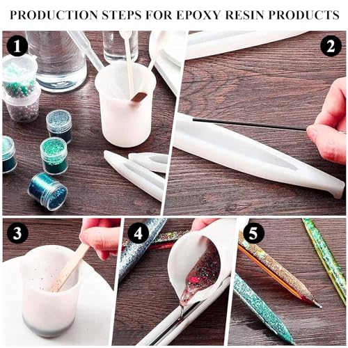 6 stuks Hars vormen Epoxy Pen Siliconen vormen met 30 vervangende Pennen Epoxy Hars vormen voor ambachten 3