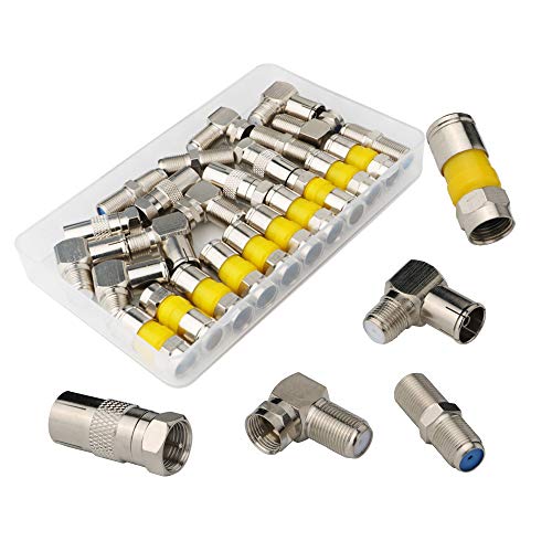 26 st Coaxiale Kabeladapter Set - 90° Hoek F-Connector, Socket koppeling voor Coaxiale Systemen (5 verschillende plugs)