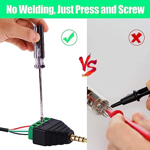 5st 3.5mm Stereo Solder-vrije audioplugs, Terminal Blok 3.5mm Jack 4-Pole, 1/8 Inch TRRS 3.5mm Jack Plug, Adapter, Schroef Jack, AV, 4 koptelefoons, Balun Solder Gratis 4
