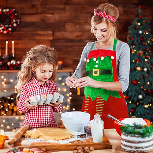 Kerstschort rode kerstschort met Kerstmuts koken schort polyester decoratieve schort voor Kerstmis kostuum vrouwen en mannen, carnaval, thema feest, etc 4