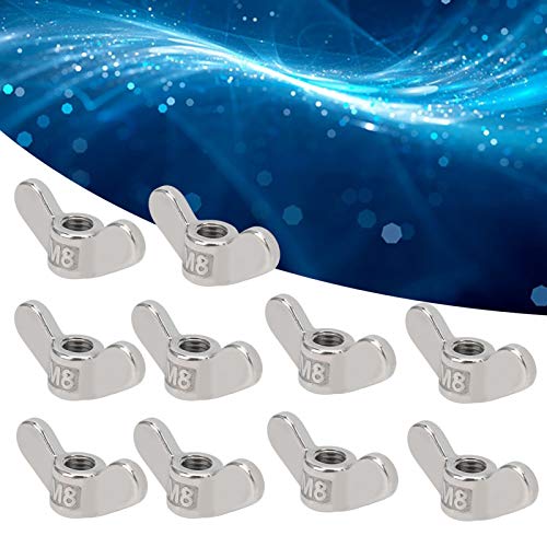 10 st M8 vleugelmoer, 304 roestvrij stalen vleugelmoer, 8mm/0,31 inch, vleugelmoer vlinder noten, bevestiging hardware 3