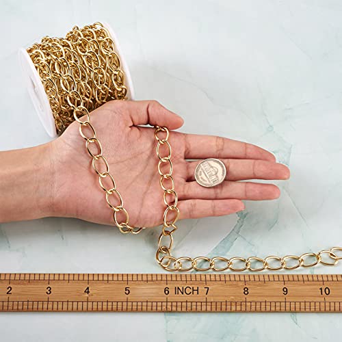 16,4Ft aluminium Curb kettingen goud verglaasd verdraaide metalen armbanden Kettingen Link kettingen met Coil 10x15mm ronde Curb ketting voor sieraden maken 5