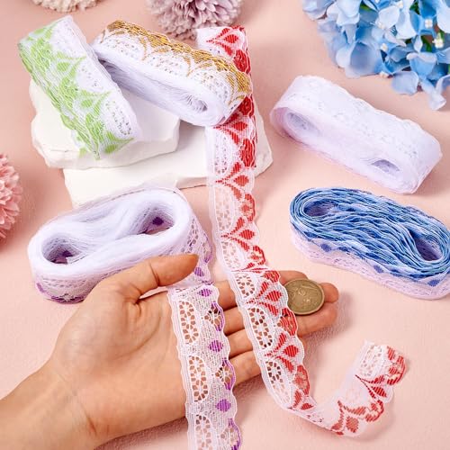 30 Yards Flower Lace Trim Ribbons 6 Kleuren 30mm Brede Etnische Style Polyester Golf Trim Assorted Lace Trim voor Naaien Project Geschenk Gewikkeld Party Decor 5