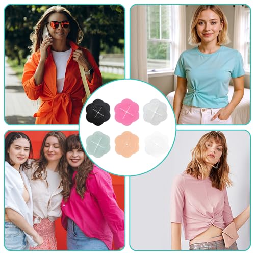 12 stuks cinchclips voor dameskleding, 2 maten, modieuze onzichtbare rugklemmen, siliconen verborgen hemdcincher voor losse shirts, juren, klein accessoires (6 kleuren) 3