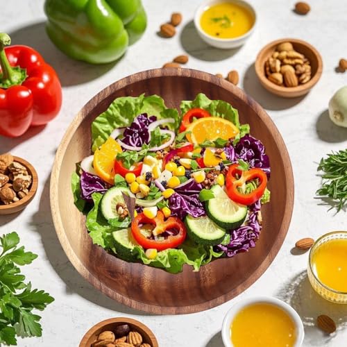 22x7.5cm Voedselbak Grote houten plaat Fruit Serveerbak houten salade schaal Duurzame keuken Tafelgerei voor voedsel Fruit Salade Soep Rijst