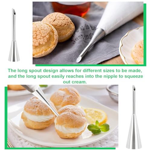 4 gebakjes sproeiers, roestvrij staal, cupcake vulling, spuit, mondstuk voor crème, bakaccessoires, gebak tube gereedschap, met reinigingsborstel 4