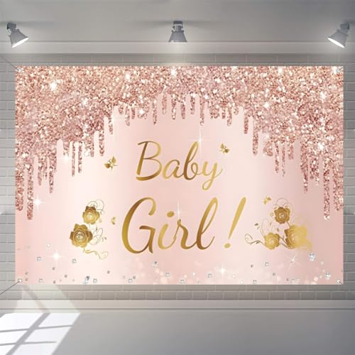 Baby Douche Achtergrond Roze Fotografie Achtergrond Bloem Meisje Partij Decoraties Banner Stoffen Tekenposter