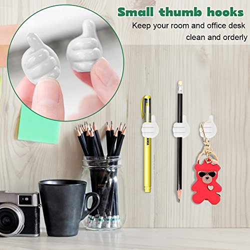 Zelfklevende kleine handhaak, 12 stuks Creatieve duimen omhoog muurhaak Zelfklevende haken Siliconen Kabel Neat Clips Handdoek Sleutel Kabel Organisatoren voor Keuken Badkamer Office 3