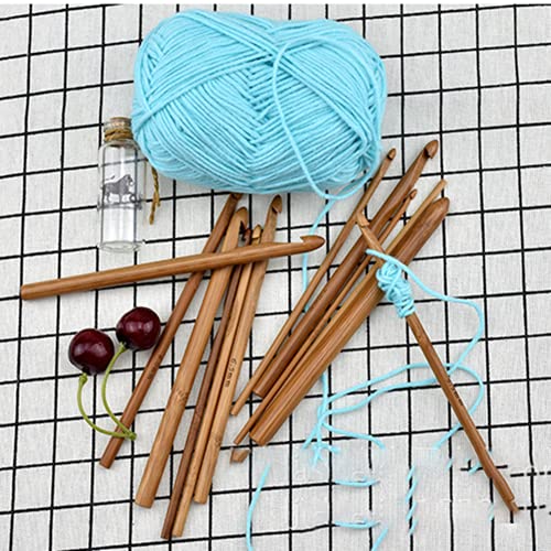 Gehaakte haken naalden bamboe hout gereedschap set Kit voor het breien sokken, sjaal, deken, sjaal, Sweaters DIY Naaien van handvatweave Craft 4