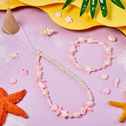 100G Ocean Thema Acryl Kralen Shell Shell Starfish Spacer Kralen Transparante Zeevis Sea Animal Kralen Bulk voor DIY armband sieraden maken, Roze