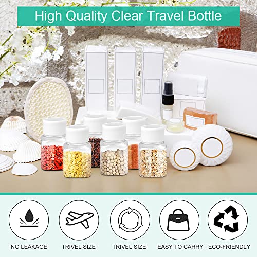 50 st Plastic pil flessen, 30 ml Lege Plastic Vierkante flessen Portable Hervulbare flessen Herbruikbare reisflessen Kleine heldere pil containers met deksels 2 Stickers voor reizen 3