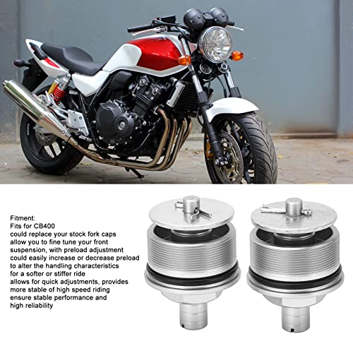 2 st Voorlaadvorkdop, 2 st Voorlaadvorkdop Metal Shock Absorber Richters Tube Bolts Hoesdeksel voor CB400 (Zilver) 5