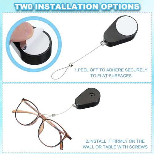 3.3 Ft Intrekbare afstandsbediening Tether, Oval Security Kabelsleutel slot met dubbele zijde lijm voor TV Remote Gaming Controller, Zwart (Lock Buckles) 4