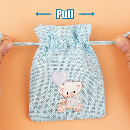 Pak van 24 Tassen voor Dragee Jute Cadeautassen Doop 8 x 10 cm Canvas Hennep koord tas Baby douche met Motif Little Bear Sieraden Bag sieraden Snoepchocolade Parels 5