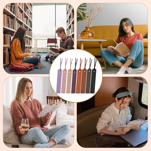 8 stuks lederen bladwijzers Bladwijzers met leren touw Paginamarkeringen Gepersonaliseerde bladwijzers Eenvoudige elegante boekmarkeringen Lederen bladwijzers voor mannen Vrouwen Boek 3