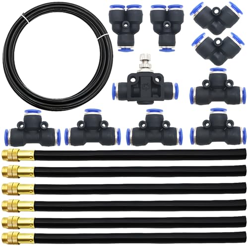 5m PE lucht slang buis kit, met 6 st snelle spuitkop universele aanpassing, besproeiing en bloem besproeiing irrigatie micro spray nieuwe mondstuk en 10 st luchtdruk snelle koppelingen