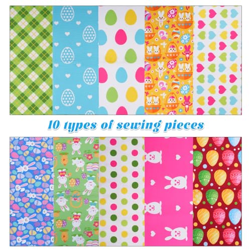 Paasnaaistof, 10PCS Waterdichte Anti-Fading Soft Touch DIY Quiltdoek 50x50cm Schattig cartoon patroon, ambachtelijke stof voor Patchwork, Quilting en Home Party Decor voor Pasen Cadeau