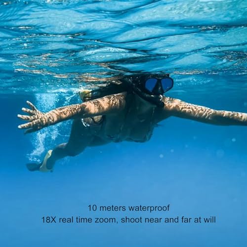 4K Onderwater Camera, 18x Optische Zoom Digitale Camera Auto Focus met 2,88 Inch 1,44 Inch Dubbele Scherm, 65MP 33FT Waterdichte Camera Ondersteuning 128GB kaart voor Snorkelen