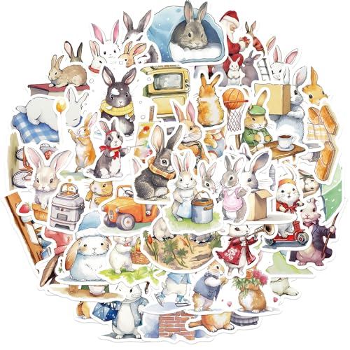 Bunny Sticker Set Stickers voor kinderen tieners 50 stuks Konijn Waterdicht Vinyl Sticker Laptop Skateboard Koffer Helm Auto Fiets mobiele telefoon Motorrijwiel Bike Scrapbook Cadeau 5