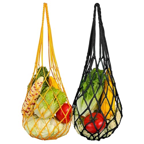 2 st. Groente Hangende Feeder Treats voor Kip, Fruit Voeder, Kip en plantaardige Touw Bag, Hangende Feeder Speelgoed Kippen Fruithouder voor Kip, Eenden, Grote Vogels (Zwart en