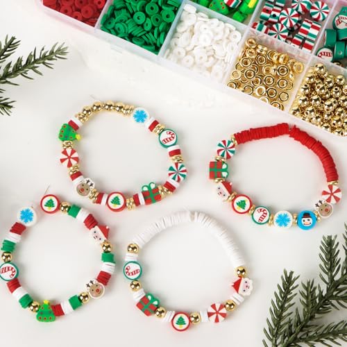 Set van 960 kerstkralen voor kinderarmbanden, strikkralen van polymeerklei voor het maken van sieraden, oorlogen, kerstcadeaus, knutselen, knutselen 5