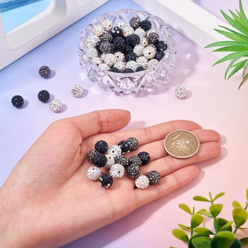 100st 10mm ronde schijf Bal kralen zwart wit Rhinestone Klei kralen Kristal Spacers Bulk voor sieraden het maken van kralen Pen decoratie 5