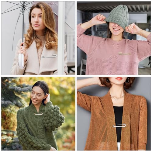 Broeche Pins voor vrouwen, 4 stuks Pearl Sweater Sjaal Hoed Clips Broeken Waist Tensioner Rhinestones Veiligheidsspelden Vest Clips Sock Bedels voor Jeans Trui Kleding Decoratie Accessoires, Metal 3