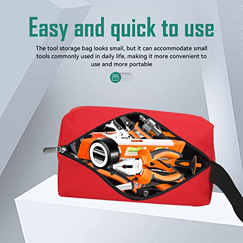2PCS Kleine draagbare gereedschapszak gereedschap Can-Vas opslagzak Multifunctioneel Clip-on Zipper Tool Bag Multifunctionele opslag Organisator Zipper Bag(Rood) 4