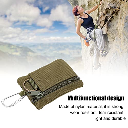 Molle Pouch Klein, Buiten Holster Militair Molle Wallet, Mini Draagbaar Key Card Case EDC Pouch Bag Portemonnee met Carabiner (Vegetabel) 5