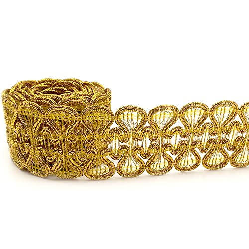 Jacquard Band Vintage Naaien Embobidered Geweven Band Bloemen Patroon Stof Fringed Naaien Decoratie voor DIY Kleding Accessoires Decoratie Decoratie Decoratie 5m Goud