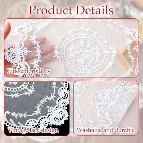 Set van 2 Retro Franse Kant Placemats, Exquise Bloemen Borduren Placemats Haak Doilies, Doilies Coasters Vase Mat voor Home Decor(45x28cm) 5