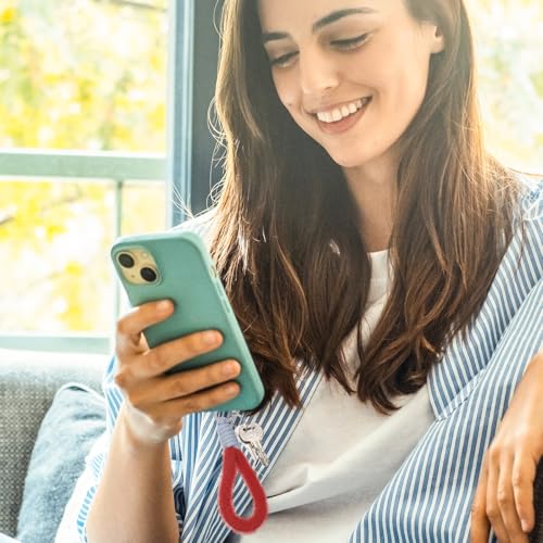 Macrame sleutelhanger polsband, 2 stuks Plush sleutelhanger armband leuke polsband sleutelhanger pols Lanyard sleutelhanger houder voor vrouwen sleutels mobiele telefoon 5