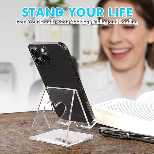 Transparante Acryl mobiele telefoon stand, Universal Transparant Mobiele telefoonhouder, draagbare tablethouder, Non-Slip Bureau Accessoires, Compatibel met alle smartphones en pads (B) 3