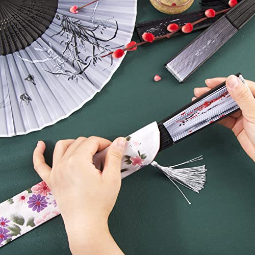 4 stuks Bruiloft Ventilatoren in zwart en wit - Opvouwbare bruiloft Ventilatoren met fanhoes - Chinese handfan voor bruiloft, verjaardag, feest, wanddecoratie, zomercadeau idee en kostuum accessoires 5
