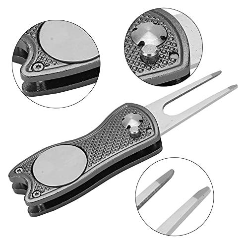 Roestvrij staal Golf Pitchfork Opvouwbare Golf Pitchfork Tool Switchblade Tool Pitchfork Reparatiegereedschap voor mannen Vrouwen Golfer 4