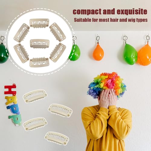 100 st U Vorm Snap Clips, 32mm 6 Tanden Geen Naai Metalen Haarstukken, 4 Kleuren, Volwassen Unisex, 1 Aantal (pakket van 100), Zwart, Off White, Bruin, Licht Bruin 5