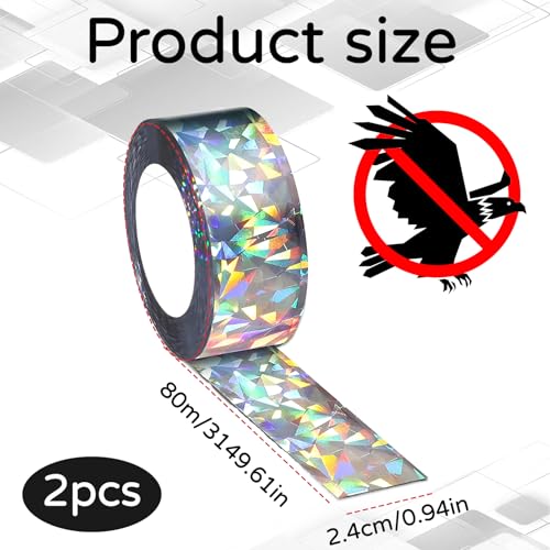 2 Rolls Vogelafstotende vogelband 2,2 cm x 80 m Vogelverschrikker Reflectieve Vogelafstotende Vogel Afstotende Vogel Bescherming voor Tuin, Tuin en Fruit Planten
