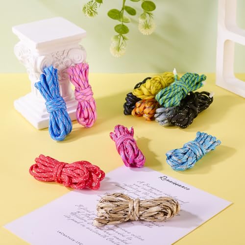 24 Meter Cores Polyester 4mm Brede Spandex Touw Armbanden maken Cords 12 Kleuren Ambacht Cords voor DIY armband Keychains hangen ornamenten 3