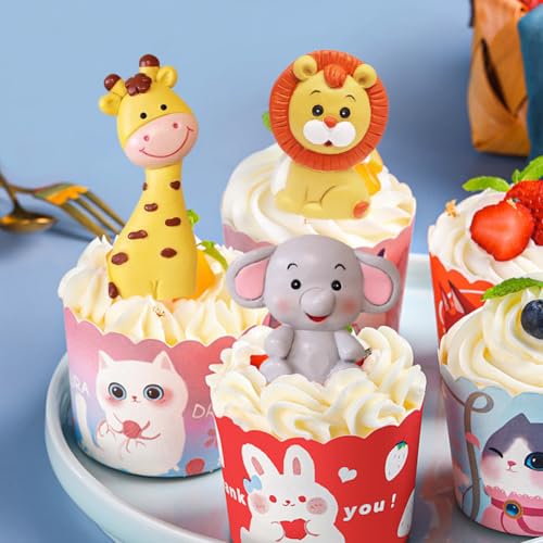Cake Decoraties Verjaardag 7 Stukjes, Leuke Olifant, Giraffe, Leeuw, Bosdieren, Cake Decoraties, Cake Toppers, Verjaardag, Cake Decoratie voor kinderen, Verjaardag 5