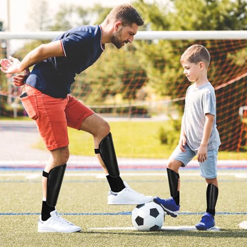 Voetbal Shin Guards voor kinderen Volwassenen S-L, Small Black Shin Guards met Kalf en Enkelbescherming, Non-Slip verstelbare Shin Guards, Football Equipment voor jongens 4