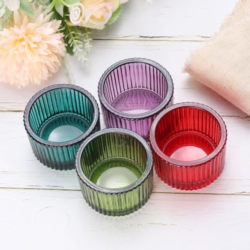 2Stuks Theelichte Kaarshouder, Theelichte Kaarshouder Glazen Votive Kaarsenstokjes Glazen Kaarsenstokjes voor Tafel Centerpiece Decor Bruiloft Dinner Party, Roze 5