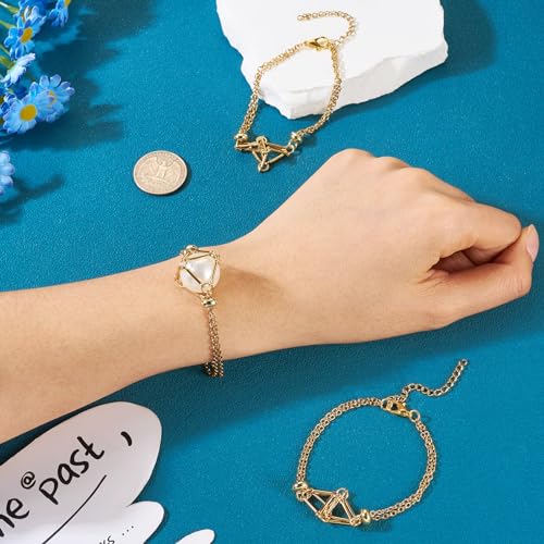 3 stuks Messing Lege stenen houder armband Semi-Finish Gold Armband met Extender Kettingen voor vriendschap pols armband sieraden maken 5