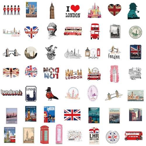 Bruisende London Sticker Set Stickers Jeugd Volwassenen 50 stuks Londen Bus Waterdichte Vinyl Stickers Automotor Fiets Skateboard Snowboard Bagage Laptop Kofferhelm