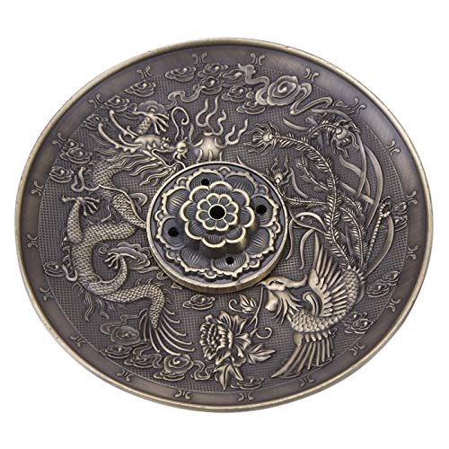 Chinese Incense Holder Zink Alloy Incense Stick Burner Houder Dragon Pattern Censer Plate voor Slaapkamer Temple Office(#01)